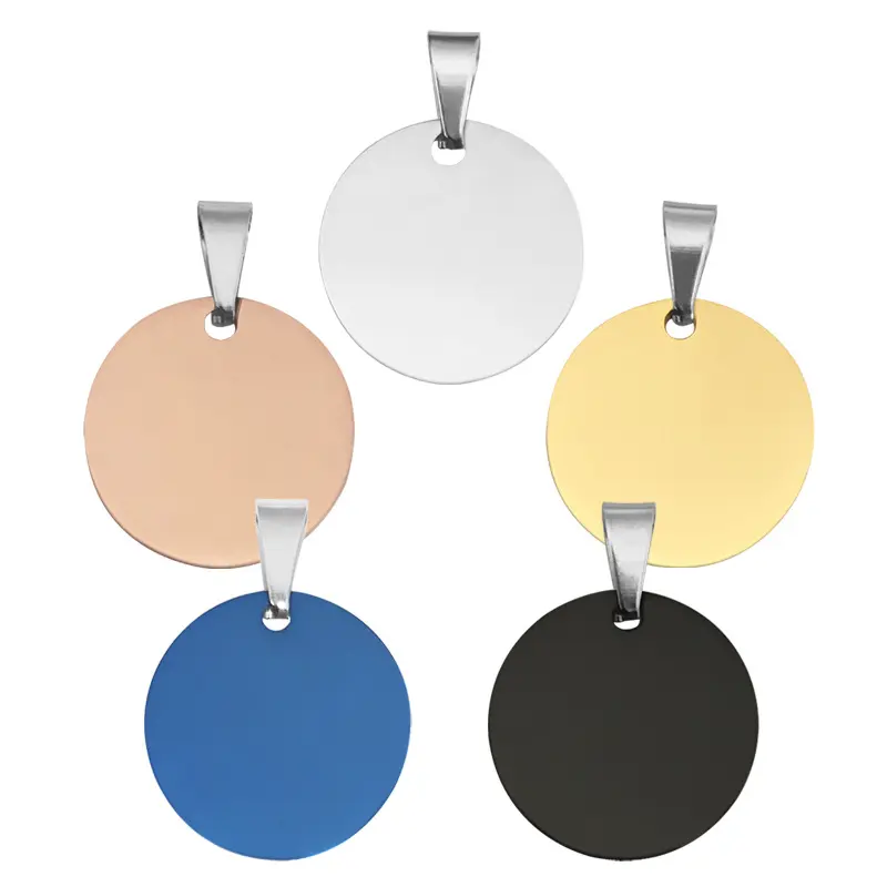 Stainless Steel Engraved Identity Signage Hangtag Soldier Round Pendant Laser Men Necklace Pendants for Jewelry Making