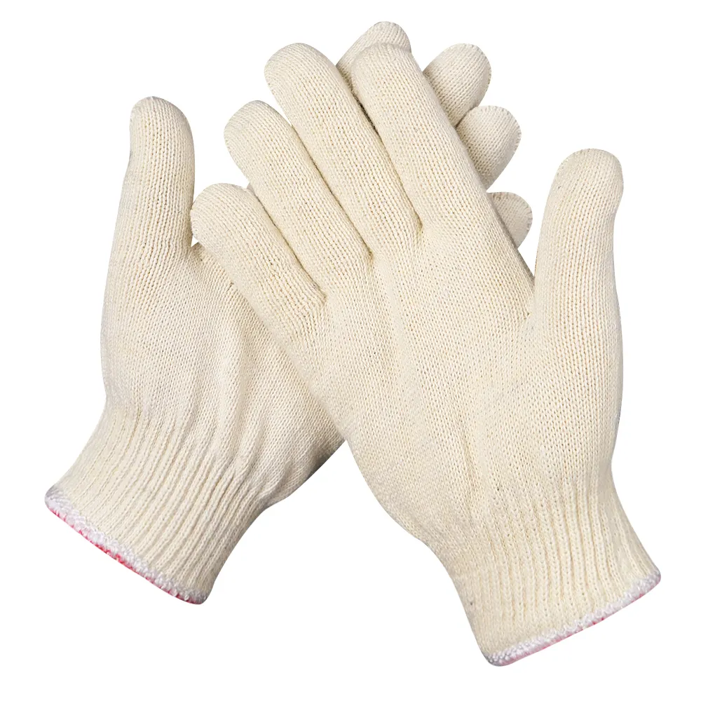 Gant jaune mode gants avec logo personnalisé gants en fil de coton de qualité gant à tricoter fin absorber la sueur pour les travaux ménagers