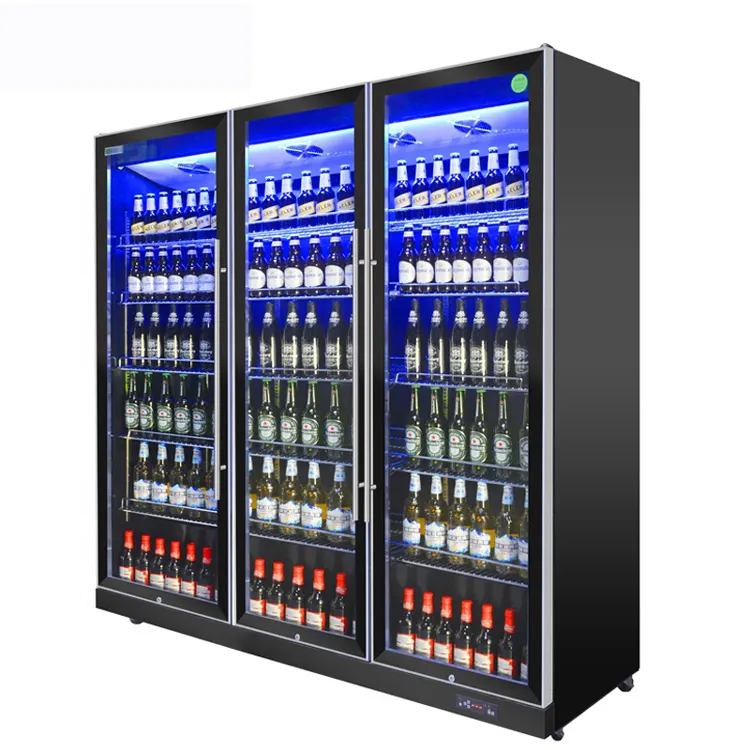 Sbrinamento automatico 3 di vetro porta del frigorifero in posizione verticale di raffreddamento di visualizzazione frigorifero commerciale display freezer Usato per Lo Stoccaggio A Freddo