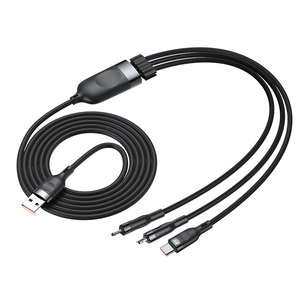 สายชาร์จ2024ข้อมูลอย่างรวดเร็ว afc/fcp/scp/qc/vooc สำหรับ iPhone Android Micro Type-C สายชาร์จ3 in 1 - Product Image 1