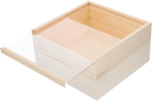 Scatola di legno non lucidata trasparente coperchio scorrevole in legno naturale vetrina per gioielli decorativi cornice ombra concetto