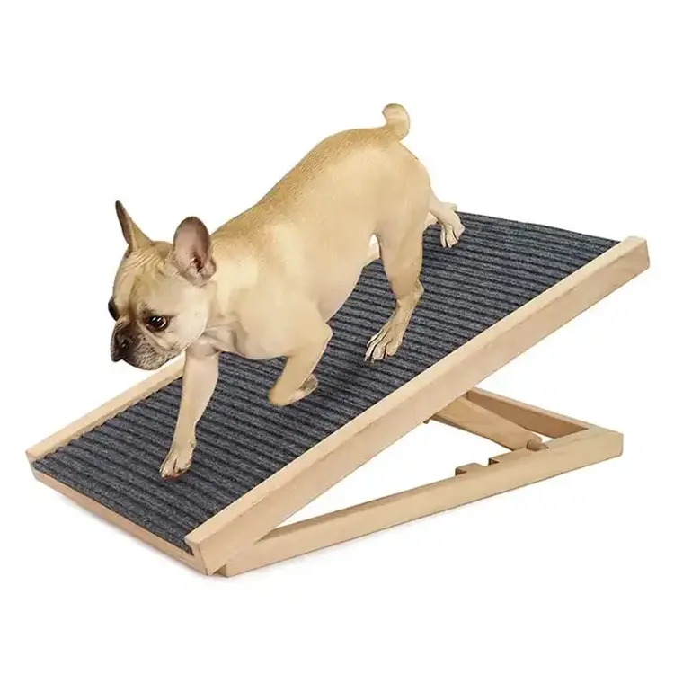2024 personnalisé Durable échelle pour animaux de compagnie rampe escaliers en bois bois chien chat rampes réglable escaliers hauts marches pour lits hauts avec tapis