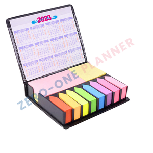 定制促销矩形记事本迷你记事本PU皮革封面贴纸套装带日历 - Product Image 1