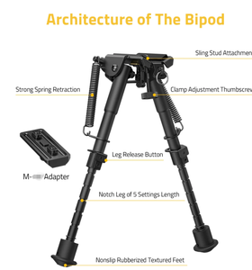 CVLIFE 6-9 Inches <strong>Bipod</strong> with <strong>Bipod</strong> <strong>Mount</strong> Adapter Quick Attach/Detach Swivel for M-adapter for Hunting Tactical Scope Telescope - Product Image 4