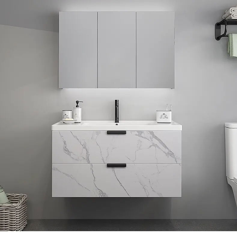 Шкафчик с зеркалом для ванной комнаты, современный керамический шкаф в белом стиле для ванной комнаты, шкафчик под раковину