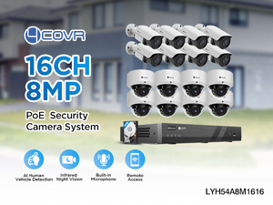 16 piezas 8Mp Plug and Play al aire libre AI detección humana Audio visión nocturna seguridad empresarial 16 canales PoE sistema de cámara CCTV 4K - Product Image 2