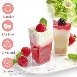 使い捨てプラスチックカップ90ml3ozスクエアラウンドムースカップバフィカップケーキデザートサラダ