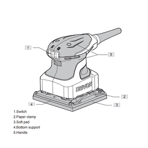 DEVON 2213 Professional Industrial Powerful Speed Control 200W Electric <strong>Sanders</strong> 1/4 Sheet Palm <strong>Sander</strong> for Woodworking - Product Image 3