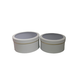 Stok (özel kabul) yüksek kaliteli düz renk 2 takım yuvarlak kutu yuvarlak pvc pencere ile çiçek hediye kutusu çiçek paketleme kutusu hediye - Product Image 3