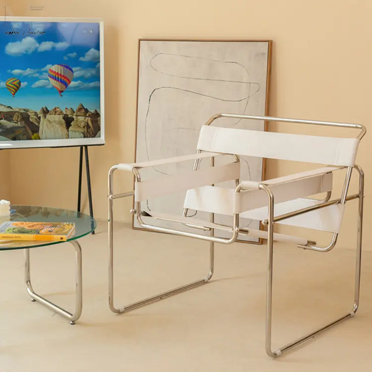 Wohnzimmer möbel Fauteuil De Salon Edelstahl rahmen PVC Rindsleder Sessel Lounge Leder Akzent Stuhl für Büro