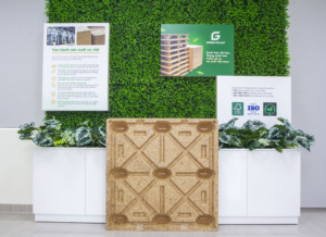 Đơn phải đối mặt với sàn đúc presswood Pallet ngành công nghiệp vận chuyển hàng hóa 4 chiều 1000x1000x130mm tái chế gỗ nhẹ nestable - Product Image 3