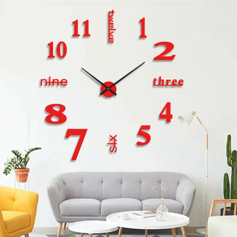 発光3Dウォールステッカー時計クリエイティブな家の装飾リビングルームアクリルDiy時計