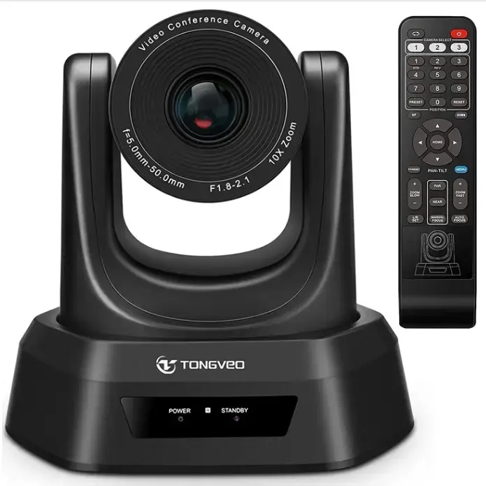 Tongveo UV600 Full HD 1080P IP SDI HDM1 USB3.0 10x telecamera PTZ con Zoom ottico (nero)