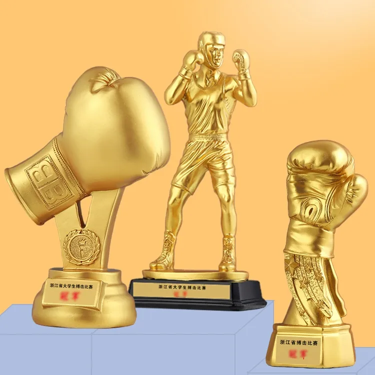 Grossiste Trophées sportifs en métal Récompenses sportives Trophées en résine personnalisés Trophée de tournoi de combat Sanda