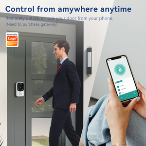 Tuya Bluetooth akıllı kapı kilidi ile biyometrik parmak izi kartı şifre ve anahtar ön kapı akıllı kilit sürgü - Product Image 5
