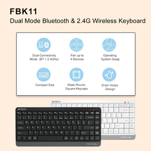 <strong>A4Tech</strong> Fstyler FBK11 for Bluetooth <strong>Wireless</strong> 87-Key TKL Compact QuietKey <strong>Keyboard</strong> Rechargeable Keycaps Membrane New PC Type-C