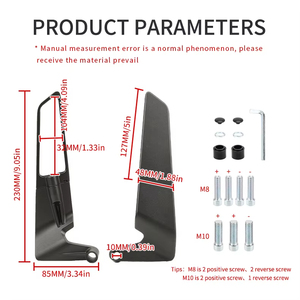 Emdee数控通用可调摩托车改装配件隐形翼后视镜 - Product Image 3