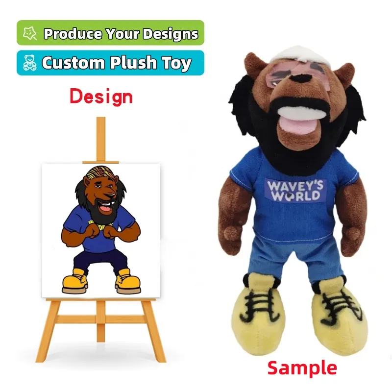 Baixo MOQ Personalizado Plush Self-made Cartoon Character Plush Brinquedos