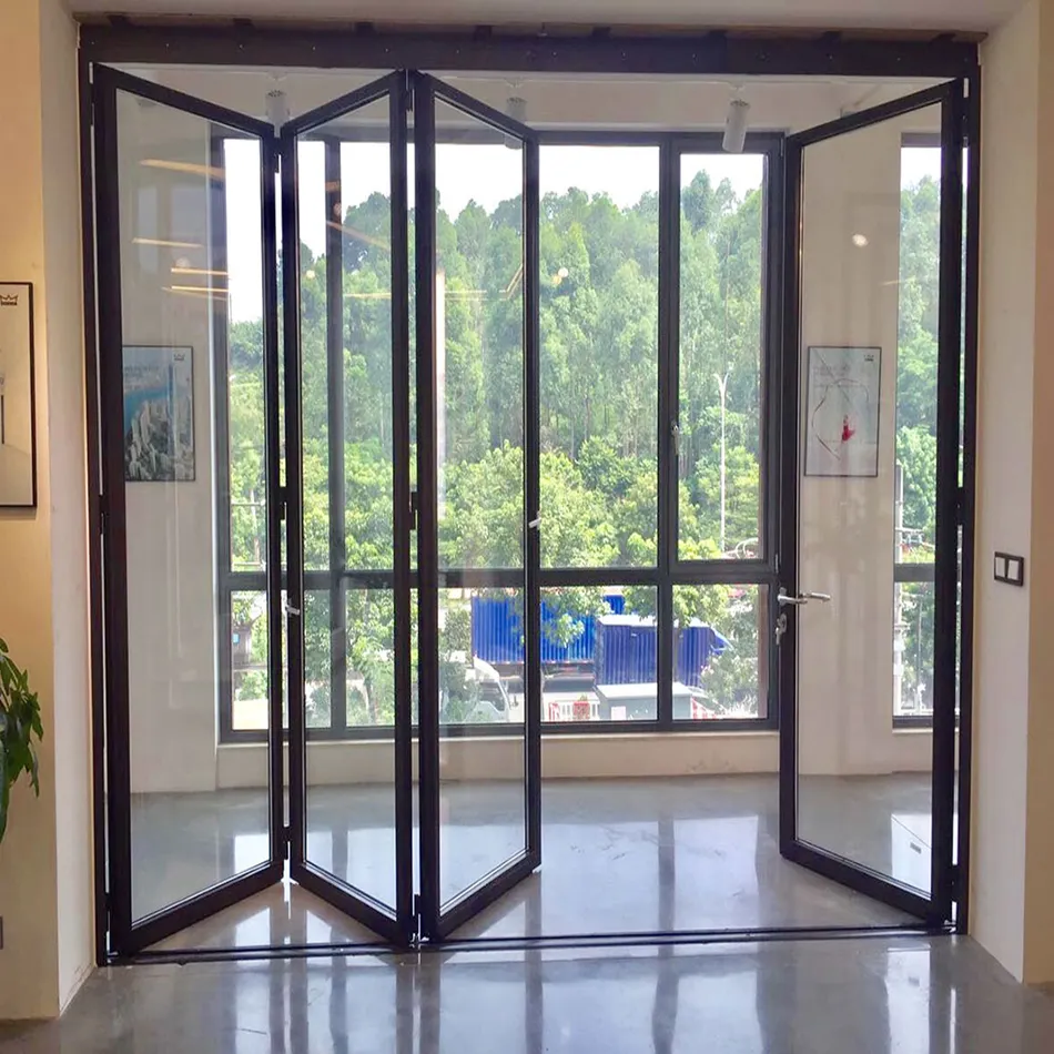 CBMmart Puerta plegable de vidrio templado para exteriores Puerta de paneles plegables Low-E de doble acristalamiento