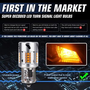 Canbus สร้างขึ้นในตัวต้านทานที่ใช้สำหรับไฟเลี้ยวสำรอง1156 Bau15s Py21W หลอดไฟ LED สีเหลืองอำพันสีเหลืองเปลี่ยนสัญญาณข้อผิดพลาดฟรี - Product Image 2