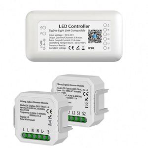 Controlador de luz LED Tuya Zigbee 3,0 5-24V 15A 220V Smart Home 2 Gang Dimmer Switch RGB RGBW RGBCW Tiras Controlador LED Zigbee - Product Image 1