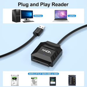 跨境SATA到USB 3.0适配器，带12V2A电源5g速度传输硬盘驱动器电缆，用于2.5 3.5英寸HDD SSD - Product Image 3