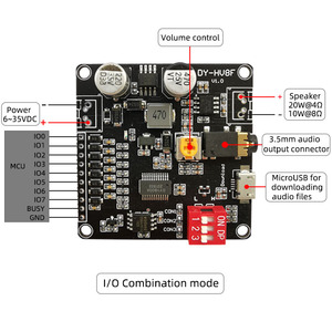 12V/24V Power Supply10W/20W音声再生モジュール8Mバイトフラッシュストレージ付きMP3音楽プレーヤーArduino用 - Product Image 3