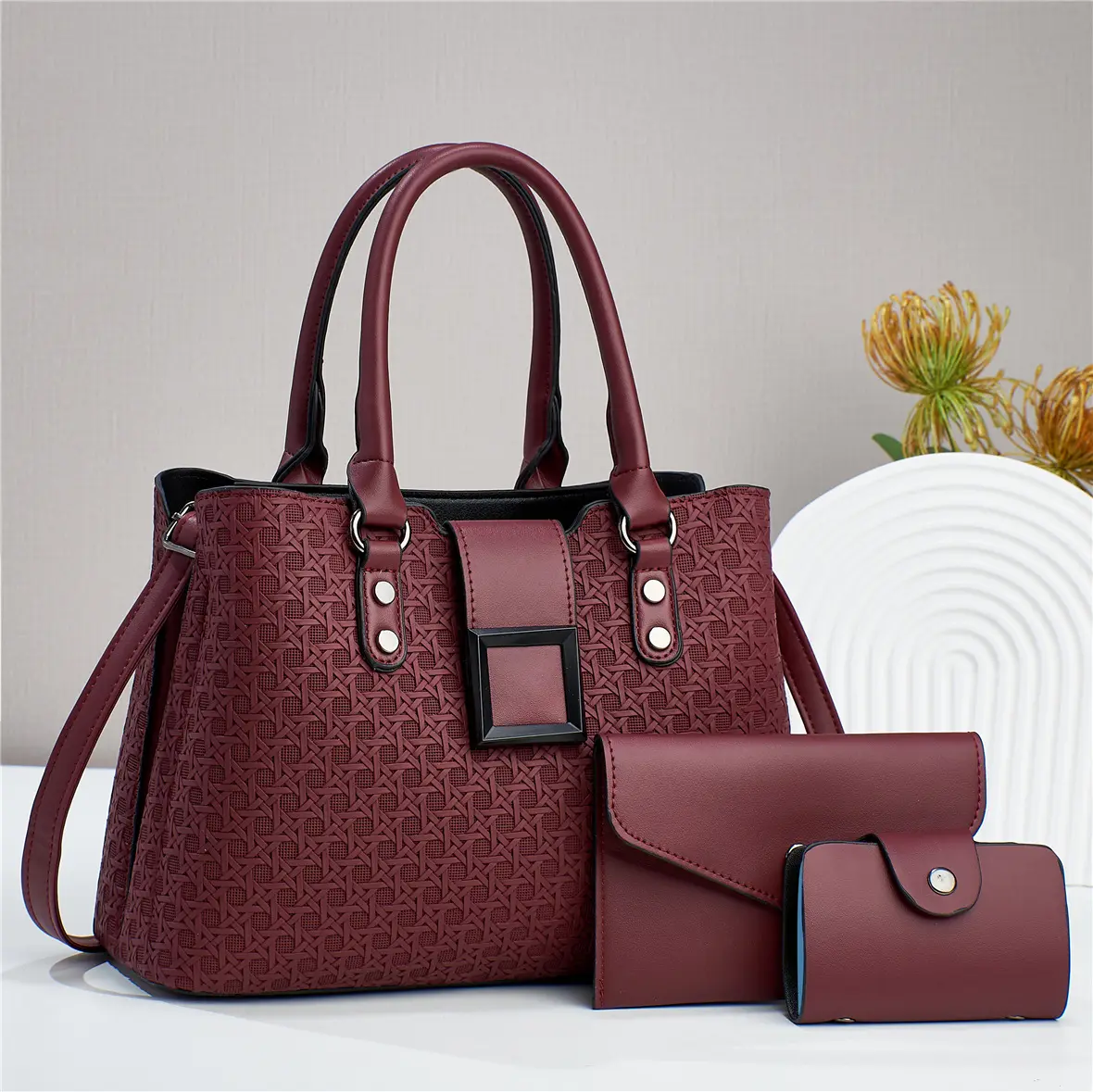 3 pieces set tote bags women's hobo shoulder bags vintage handbags classic purse and bag