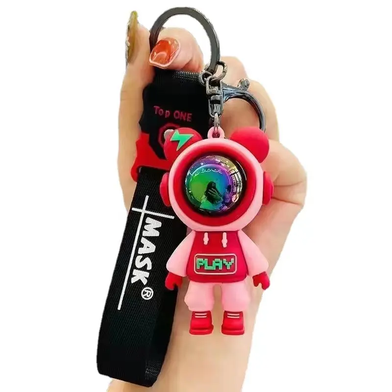 LLavero de PVC suave con dibujos animados en 3D, oso de juguete con colgante, de goma y silicona, regalo para pareja