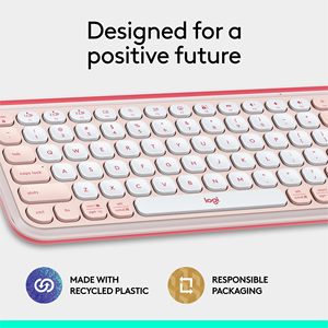 Logitech POP ICON Keys Wireless Bluetooth Rose Keyboard Comfortable Typing <strong>Programmable</strong> Keys up to 3 <strong>Devices</strong>