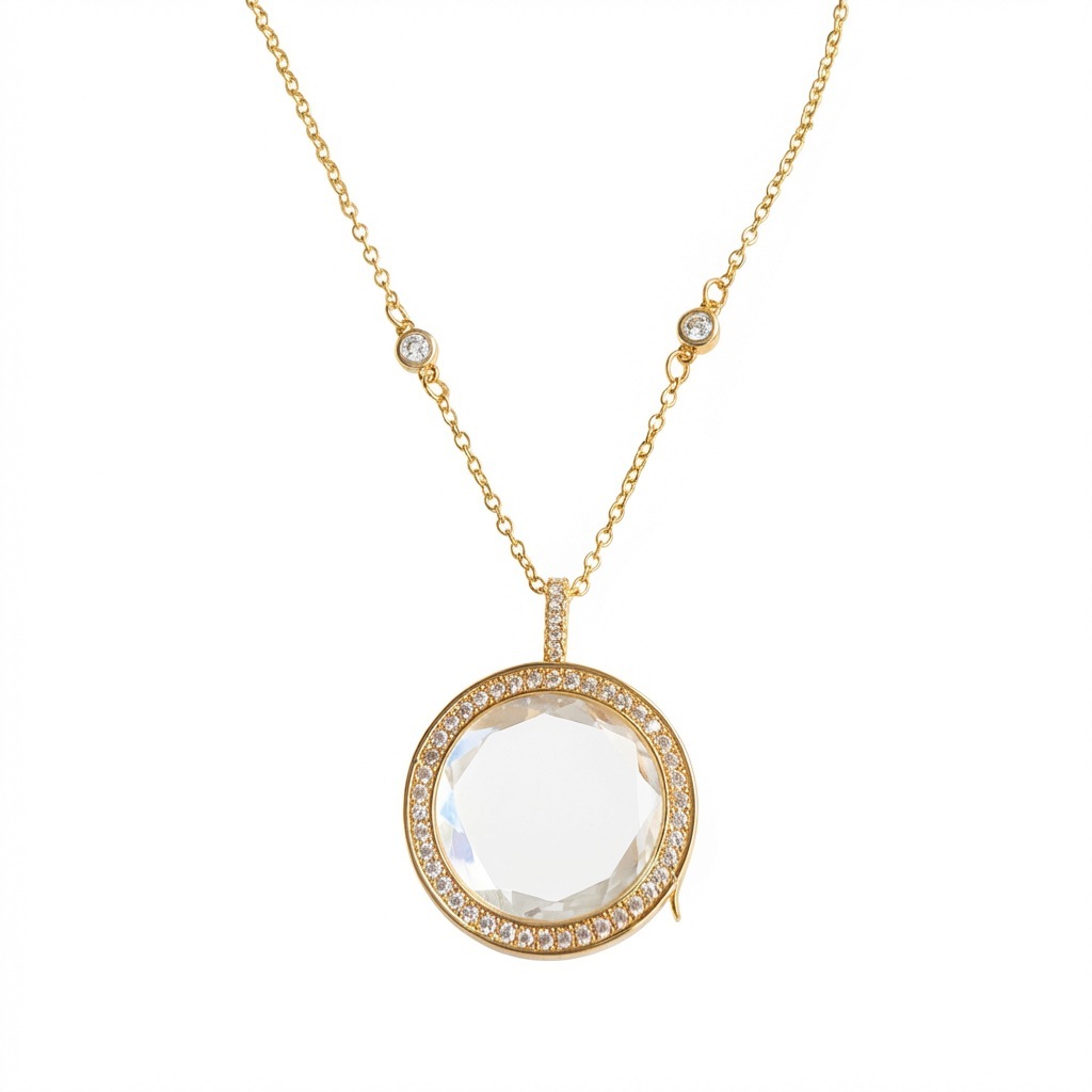Full diamond round box necklace-empty box