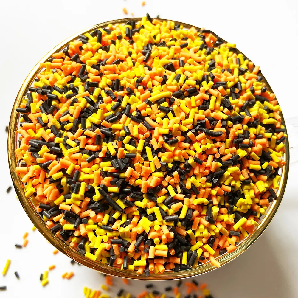 Halloween Polymer Clay Short Sprinkles Orange Yellow Black Mix per Slime / Nail Art / Crafts