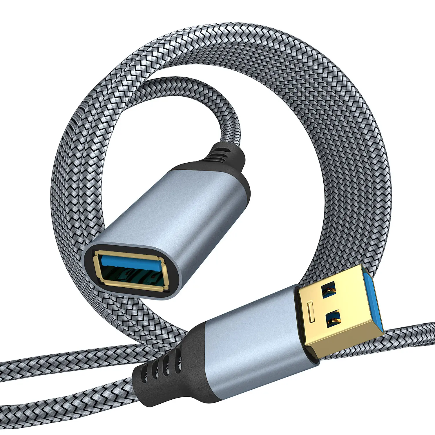 Kabel Data ekstensi Usb 3.0 6 kaki, kabel Data ekstensi pria ke wanita, jalinan nilon USB Tipe A untuk Oculus Xbox PS4, Printer Usb