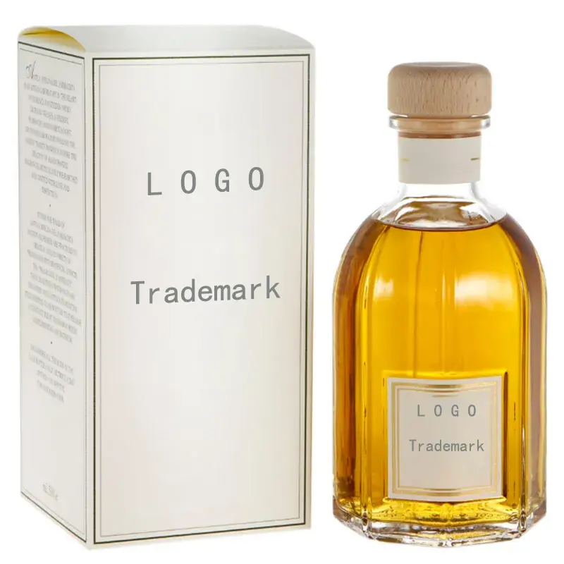 Parfum de luxe français bâton de rotin bouteille en verre diffuseur de roseau avec arôme naturel huile essentielle