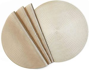 厂家直销定制金色圆形餐垫pvc餐桌餐垫套装 - Product Image 2