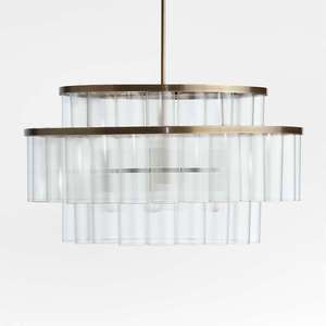 New Unique <strong>Design</strong> Indoor Restaurant Fluted Glass Brass with Burnished Brass Finish Beautiful Chandelier and Pendant - Product Image 2