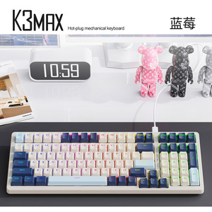 Teclado mecánico K3Max RGB, tecla completa de 100 teclas, intercambio en caliente, efectos de iluminación, junta de teclado para juegos, estructura de silenciador, portátiles - Product Image 2