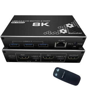 <strong>2</strong> Ports HDMI <strong>KVM</strong> <strong>Switch</strong> with Lan RJ45 HDMI Switcher 4K 120HZ Support 2PC Computers 3 USB3.0 &amp; <strong>1</strong> HDMI2.0b Port <strong>Output</strong>