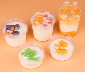 Tatlılar için tek kullanımlık şeffaf plastik bardak PP PET salatalar 16oz tatlı Milkshake Cupwith kapaklar ücretsiz örnek