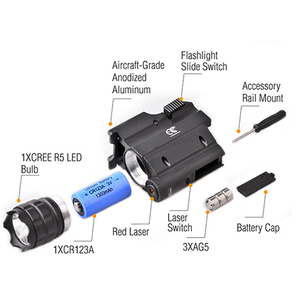 250 lumen chiến thuật dẫn Đèn pin laser màu đỏ Sight hàng không lớp nhôm hợp kim <span class=keywords><strong>mini</strong></span> làm việc ánh sáng xách tay IP65 đánh giá cho đường sử dụng - Product Image 4