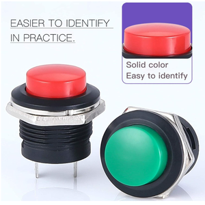 6 colori in plastica momentanea pulsante SPST interruttore a pulsante ON/OFF Mini interruttore a pulsante rotondo senza serratura da 16MM - Product Image 3