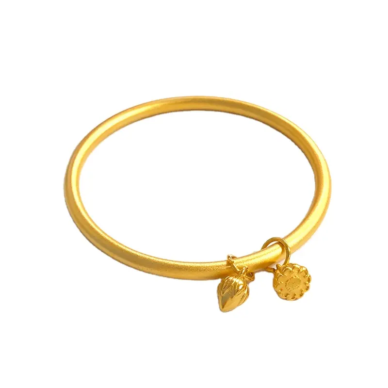 Pulsera Huan de plata de primera ley con diseño de flor de loto para mujer, brazalete, oro, lija, plata esterlina, India