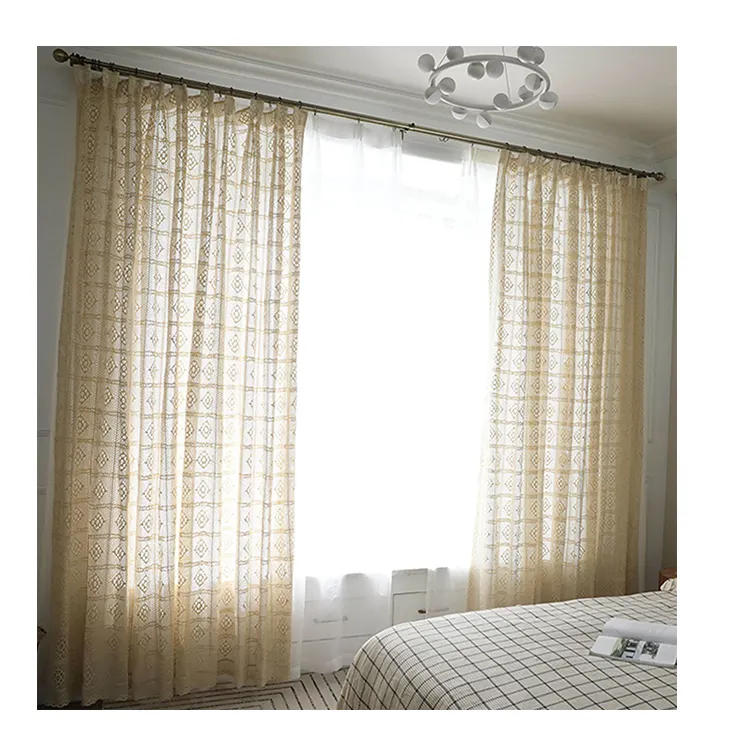 Tende per tende mantovana di vendita calda pronte all'ingrosso per il soggiorno tende per finestre in cotone tessute