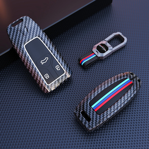 อุปกรณ์เสริมสำหรับรถยนต์ทำจากคาร์บอนไฟเบอร์เคสหุ้มกุญแจรถยนต์สำหรับรถ Audi A3 A4พวงกุญแจหนัง2016 2011 - Product Image 3