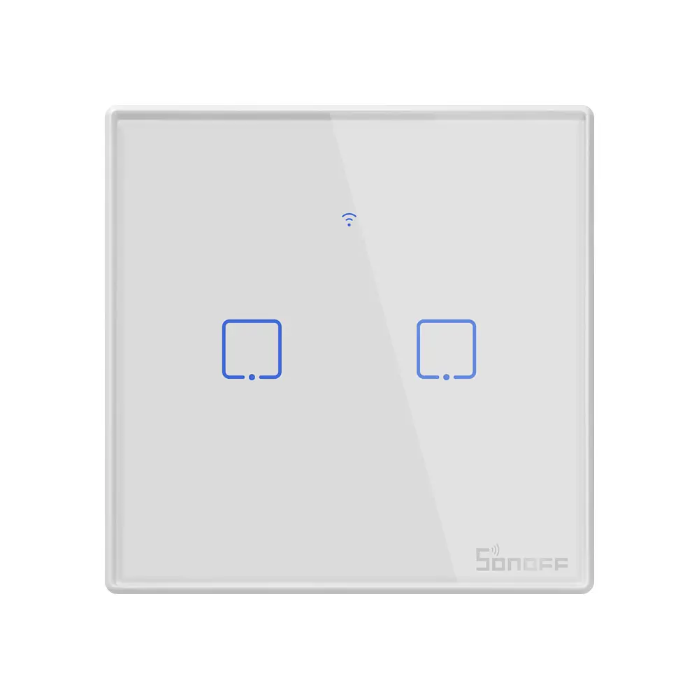 SONOFF — interrupteur Wifi tactile T2UK 2C TX, panneau LED tactile de luxe, pour éclairage intelligent, fonctionne avec Alexa