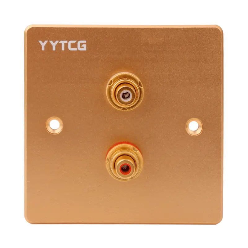 مقبس صوتي جداري لوحة وصول YYTCG 86، قابس وصلة فضي/ذهبي من سبيكة الألومنيوم، مجموعة قابس RCA لوحة 2/4 فتحات