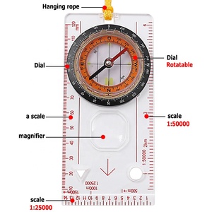 Johold metallo bussole da esterno Multi-funzionale precisione lente di ingrandimento bussola righello multifunzione mappa righello piccola bussola - Product Image 1