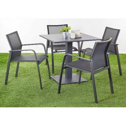 Juego de jardín de hadas en miniatura, 4 sillas de metal de aluminio, juego de sillas y mesa para restaurante al aire libre