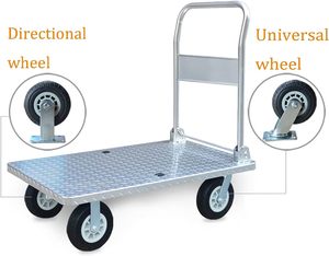 Platform Trucks Hand Push Platform Truck <strong>Trolley</strong> with 360 Degree Swivel Wheels Multi Functional Industrial Push Cart <strong>100</strong>*57cm - Product Image 5