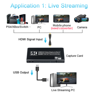 3x1 HDMI <strong>Switch</strong> Switcher 1080P 4K <strong>Audio</strong> <strong>Video</strong> Capture Card USB 3.0 Record Plate Game Live Streaming Broadcast Mic in TV Loop Out - Product Image 5